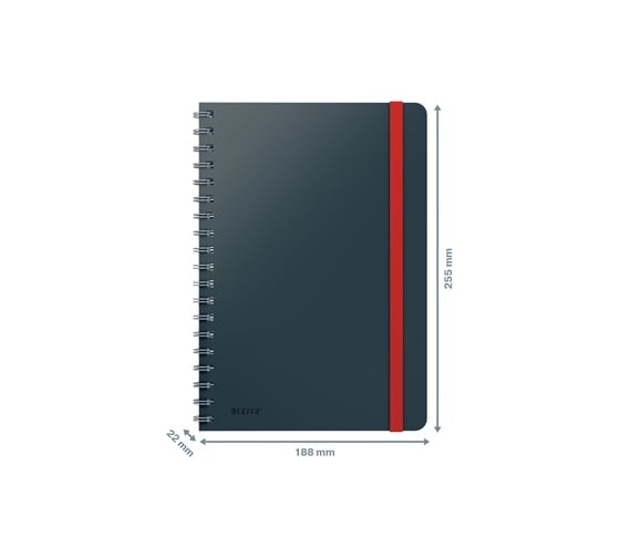 Блокнот LEITZ Cosy soft touch на пружинке, формат B5, в клетку, серый 44840089