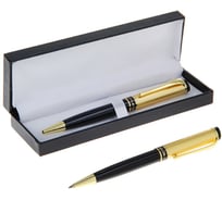 Поворотная шариковая подарочная ручка Calligrata Фаворит в кожзам футляре, корпус черно-золотой 131977