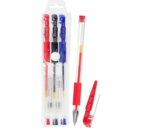 Набор гелевых ручек Calligrata 3 цвета с резиновыми держателями в блистере 1512097