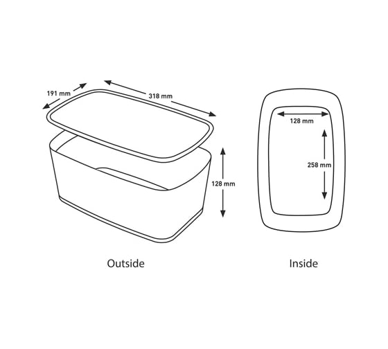 Короб Leitz MyBox с крышкой, большой, белый/бирюзовый 52161051