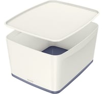 Короб Leitz MyBox с крышкой, большой, белый/серый 52161001
