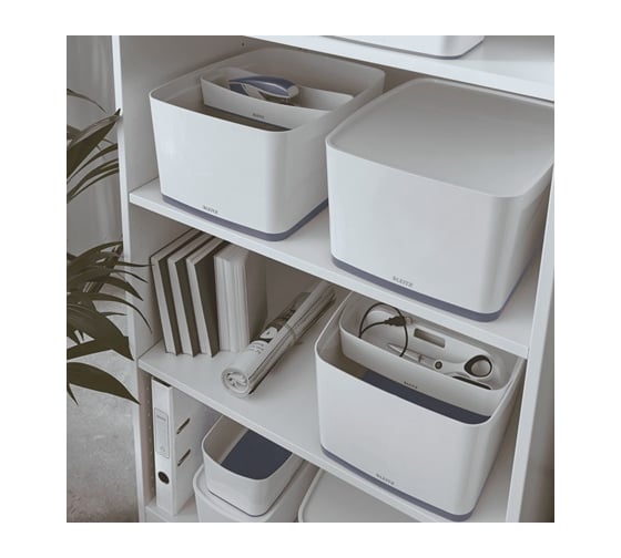 Короб Leitz MyBox с крышкой, большой, белый/серый 52161001