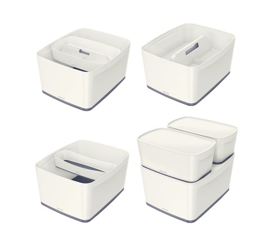 Короб Leitz MyBox с крышкой, большой, белый/серый 52161001