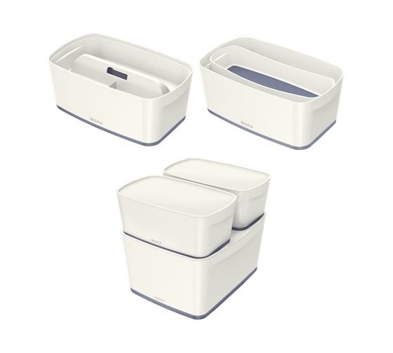 Короб Leitz MyBox с крышкой, малый, белый/серый 52291001