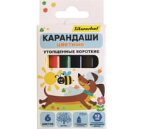 Карандаши цветные SILWERHOF Jumbo Mini Веселые друзья 6 мм шестигранные дерево ассорти 6 цветов коробка/европод 1862740