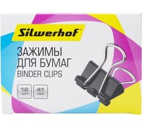 Зажимы Silwerhof 510017 сталь, 41 мм, черный, (упаковка: 12 шт) картонная коробка 1192340