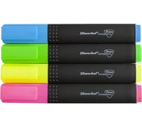 Набор текстовыделителей Silwerhof Prime+ скошенный пишущий наконечник, 1-4 мм, 4 цвета ассорти/голубой пакет 1526270