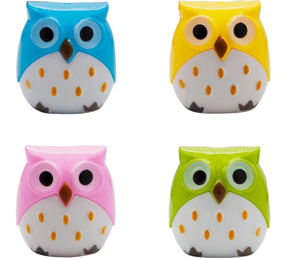 Точилка для карандашей ручная Silwerhof Owl Солнечная коллекция, 2 отверстия, пластик, ассорти, коробка 1452383 1