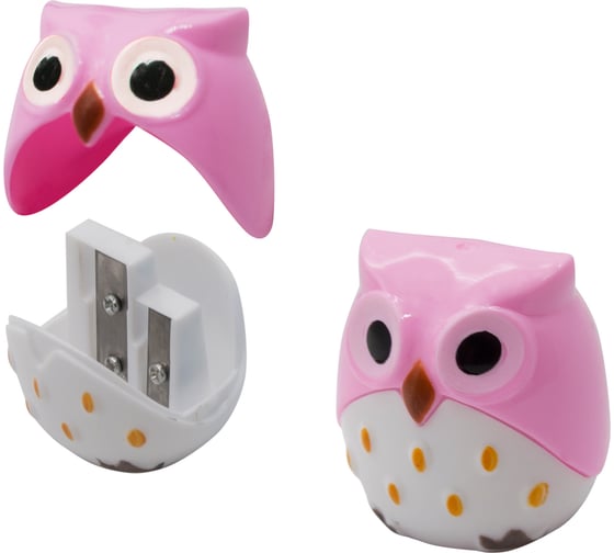 Точилка для карандашей ручная Silwerhof Owl Солнечная коллекция, 2 отверстия, пластик, ассорти, коробка 1452383