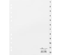 Пластиковый цифровой разделитель DURABLE на 12 разделов с титульным листом, белый 611202