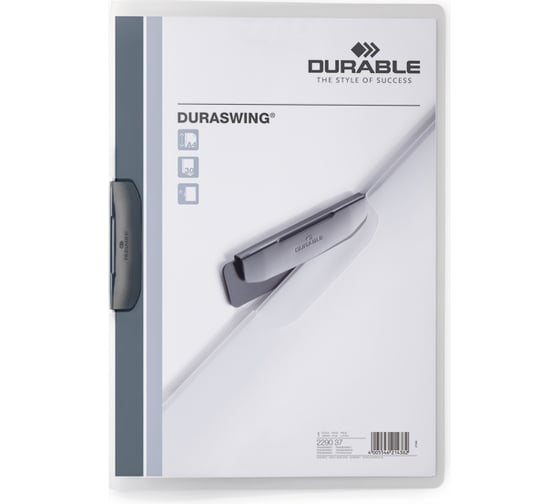 Папка DURABLE DURASWING 30 с клипом, прозрачный, 5 шт в упаковке 229037 1