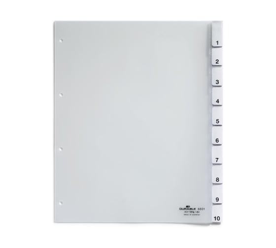 Широкий разделитель DURABLE на 10 разделов, прозрачный, 297x230/245 мм 683119 1