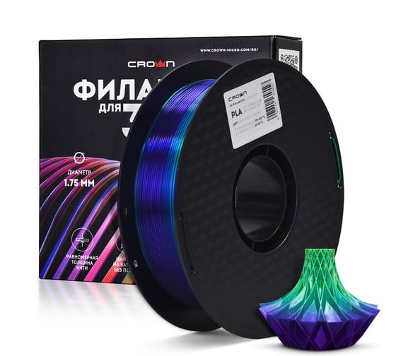 Пластик для принтера CROWN MICRO CM-FILPLASD011PG PLA Silk Двойной Пурпурный-зелёный CM000003731 1