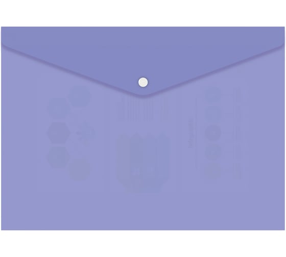 Конверт на кнопке Бюрократ Pastel -PKPAST/VIO A4, пластик, 0.18 мм, фиолетовый, кнопка белая 1604393 1