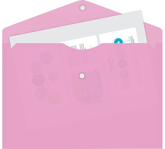 Конверт на кнопке Бюрократ Pastel -PKPAST/PINK A4, пластик, 0.18 мм, розовый, кнопка белая 1481685