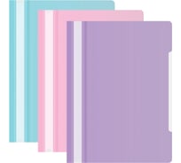 Папка-скоросшиватель Бюрократ Pastel -PSLPAST-MP A4, прозрачный верхний лист, пластик, ассорти, 0.14/0.18, 3 шт. 2008203