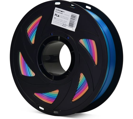 Пластик для принтера CROWN MICRO CM-FILPLAST014PBY PLA Silk Тройной Пурпурный-синий-флуоресцентный жёлтый CM000003734