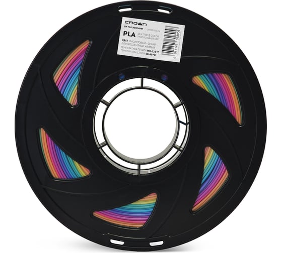 Пластик для принтера CROWN MICRO CM-FILPLAST014PBY PLA Silk Тройной Пурпурный-синий-флуоресцентный жёлтый CM000003734