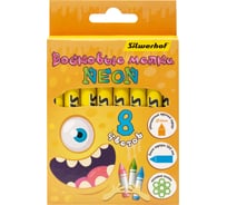 Восковые мелки Silwerhof Neon Монстрики 8 цветов, длина 100 мм, диаметр 10 мм, картонная коробка 1868760