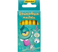 Восковые мелки Silwerhof Монстрики круглые 6 цветов, длина 89 мм, диметр 8 мм, картонная коробка с европодвесом 1830301
