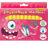 Восковые мелки Silwerhof Jumbo Монстрики круглые 12 цветов, длина 115 мм, диаметр 14 мм, картонная коробка 1868745