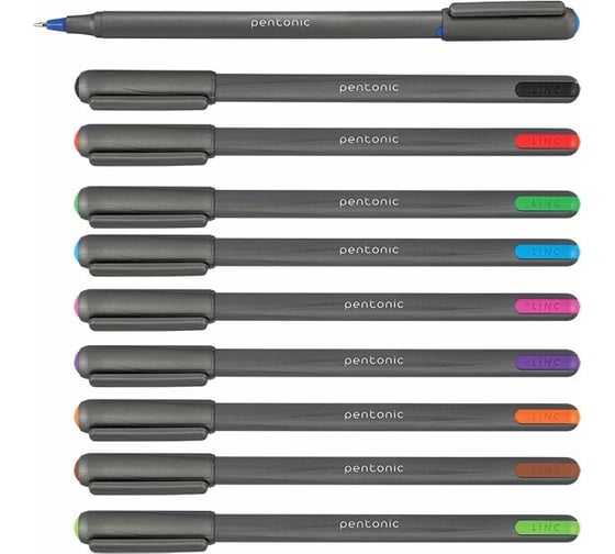 Набор шариковых ручек LINC PENTONIC SILVER 1 мм 10 шт ассорти блистер 7024/10/ASST