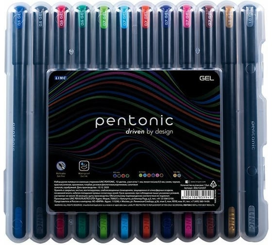 Набор гелевых ручек LINC PENTONIC 0,6 мм 12 шт 856/12/ASST 1