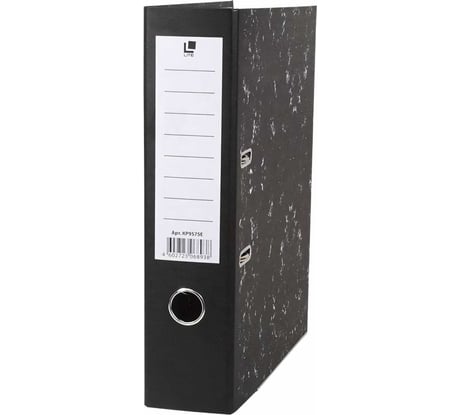 Папка-регистратор LITE 75 мм мрамор черный металлическая окантовка съемный механизм разобранная KP9575E