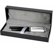 Набор Manzoni ALESSANDRIA шариковая + перьевая ручка, цвет корпуса черный, футляр кожзам, 2 предмета ALS5013-BF