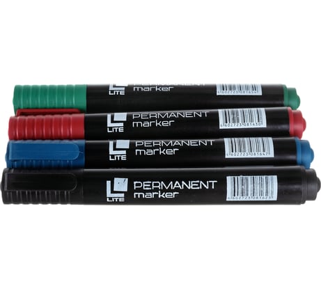 Набор перманентных маркеров LITE PERMANENT 1-3 мм круглый пишущий узел 4 цвета PML01-4
