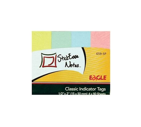 Бумажные клейкие закладки EAGLE 15х50 мм 50 шт х 4 цвета пастель 659-5P