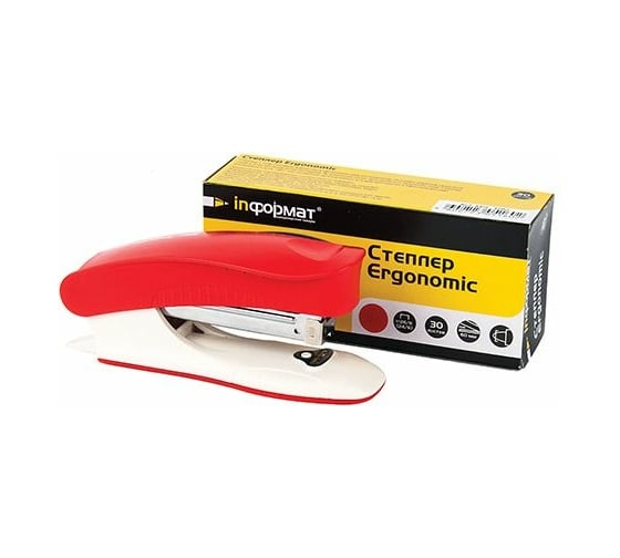Степлер INFORMAT ERGONOMICS до 30 листов № 24/6 пластик красный SEG-30Rd