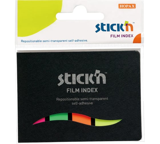 Закладки самоклеящиеся индексы пластиковые STICK`N 21077 4 цвета в упаковке, 25 лист в обложке, 25x45 мм+12x45 мм, евро 822612