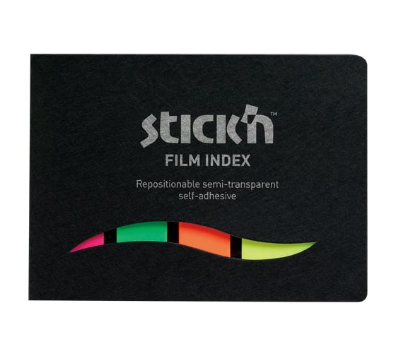 Закладки самоклеящиеся индексы пластиковые STICK`N 21077 4 цвета в упаковке, 25 лист в обложке, 25x45 мм+12x45 мм, евро 822612