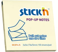 Блок самоклеящийся бумажный STICK`N 21395 76x76 мм, 100 лист, 70 г/м2, пастель, желтый, Z сложение 822722
