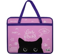 Папка с ручками BRAUBERG Black Cat А4, 1 отделение, пластик, молния сверху, 75 мм 270122