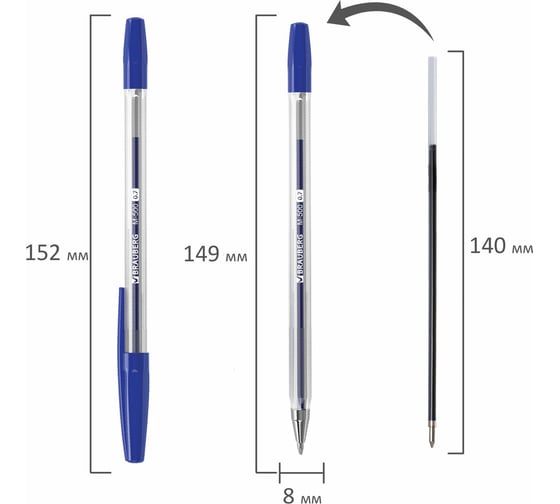 Шариковые ручки BRAUBERG M-500, набор 10 шт, ассорти, узел 0.7 мм, линия 0.35 мм 143455