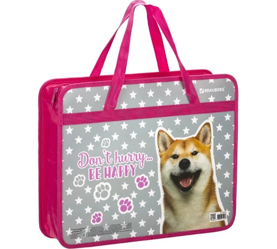 Папка с ручками BRAUBERG Akita А4, 1 отделение, пластик, молния сверху, 75 мм 270125