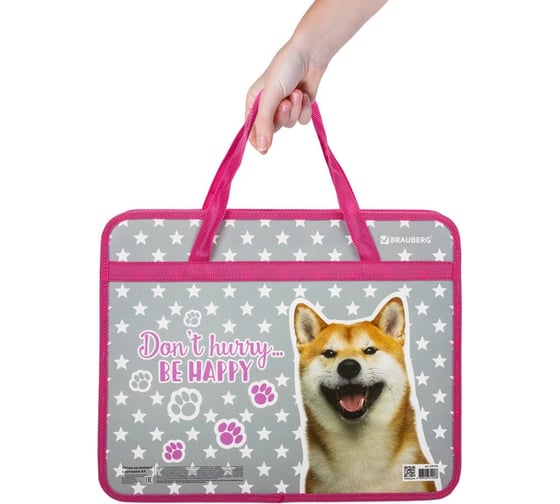Папка с ручками BRAUBERG Akita А4, 1 отделение, пластик, молния сверху, 75 мм 270125