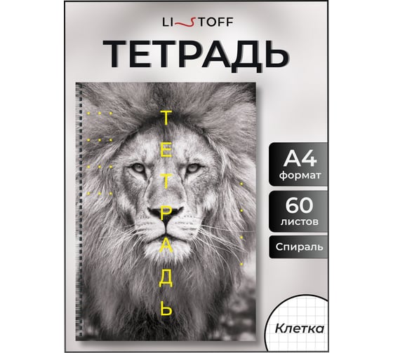 Бизнес-тетрадь listoff А4, 60 листов, в клетку, на евроспирали ТС4605031