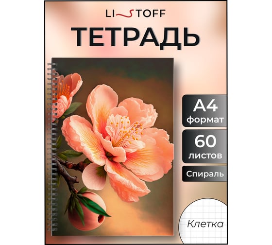 Бизнес-тетрадь listoff А4, 60 листов, в клетку, на евроспирали ТС4605168