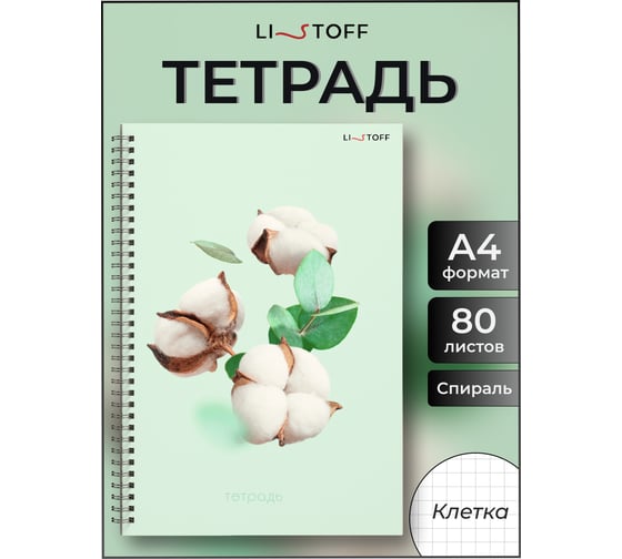 Бизнес-тетрадь listoff А4, 80 листов, в клетку, на евроспирали ТС4805173