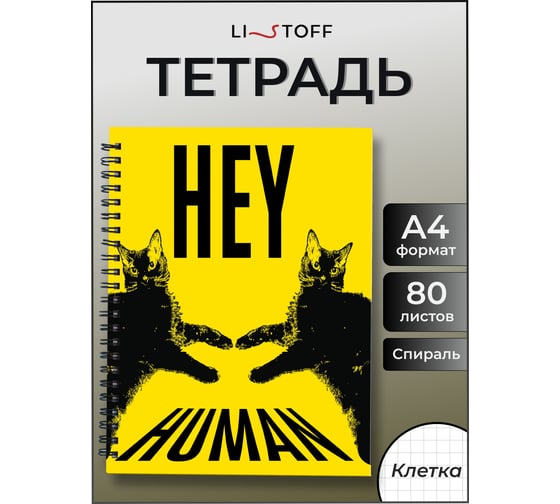Бизнес-тетрадь listoff А4, 80 листов, в клетку, на евроспирали ТСЛ4805181