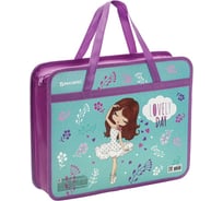 Папка с ручками BRAUBERG Lovely Day А4, 1 отделение, пластик, молния сверху, 75 мм 270124