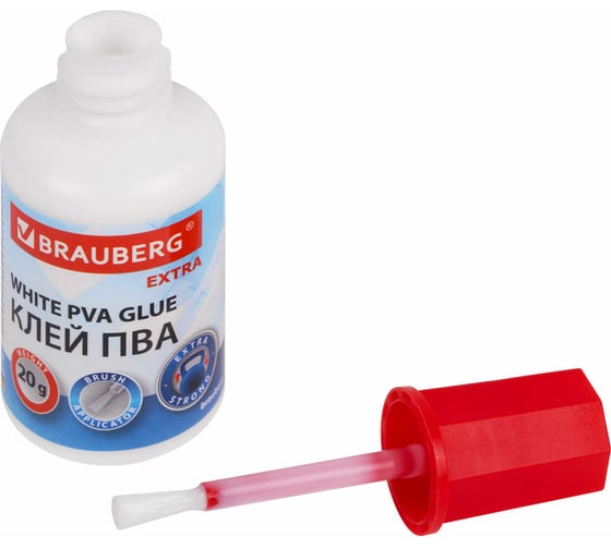 Клей ПВА BRAUBERG усиленный, 20 г, с кисточкой, выгодная упаковка, 3 штуки на блистере, Extra, 272999