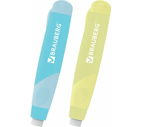 Ластики выдвижные BRAUBERG REWIND, 2 шт., 114х20х20 мм, пастельные цвета корпуса, блистер, 272687