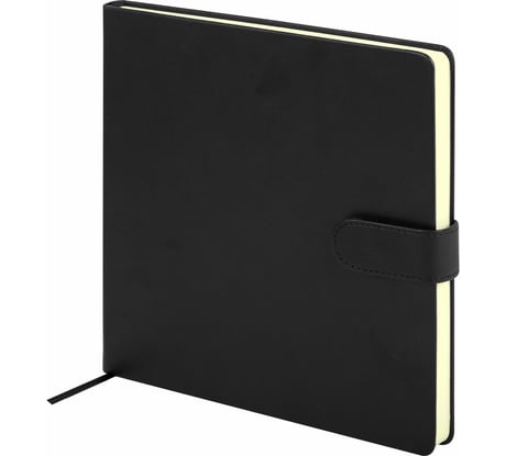 Скетчбук BRAUBERG слоновая кость, 140 г/м, 200х200 мм, 80 л, кожзам, застежка, ART_CL, черный, 116462