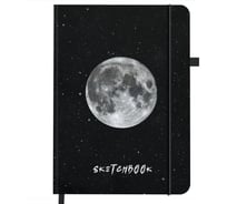 Скетчбук BRAUBERG слоновая кость, 140 г/м, 130х210 мм, 80 л, софт-тач, резинка, ART_CL, Вселенная, 116467