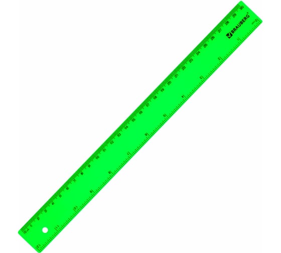 Линейка BRAUBERG пластик, 30 см, непрозрачная, неоновая, ассорти, 210839
