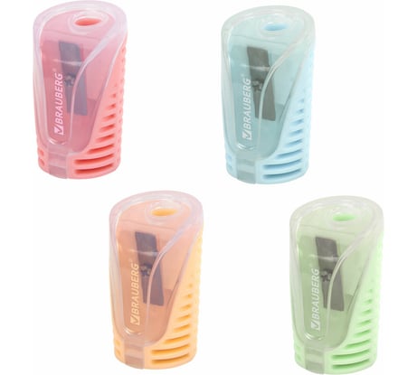 Точилка с контейнером BRAUBERG CELL PASTEL, пастельные цвета ассорти, 272503